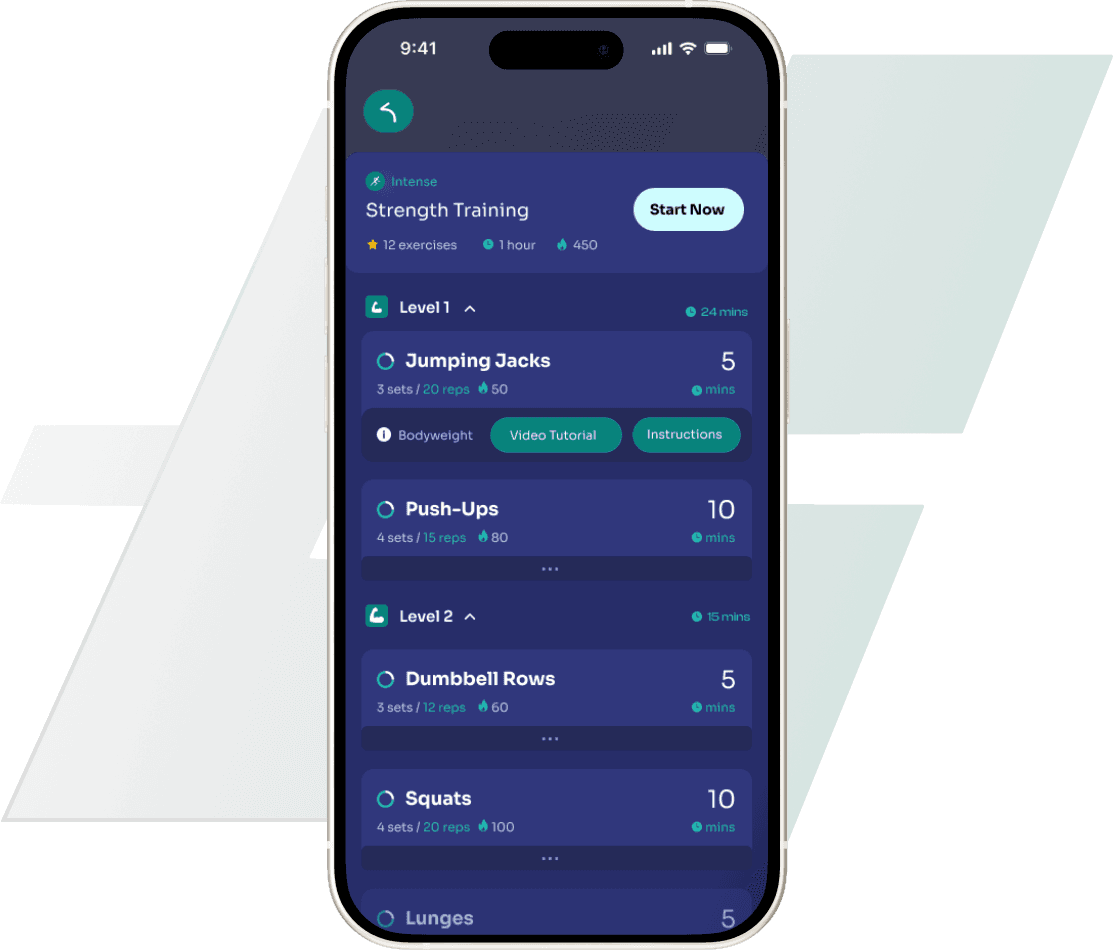 Gainz Personalized Training App Screen
