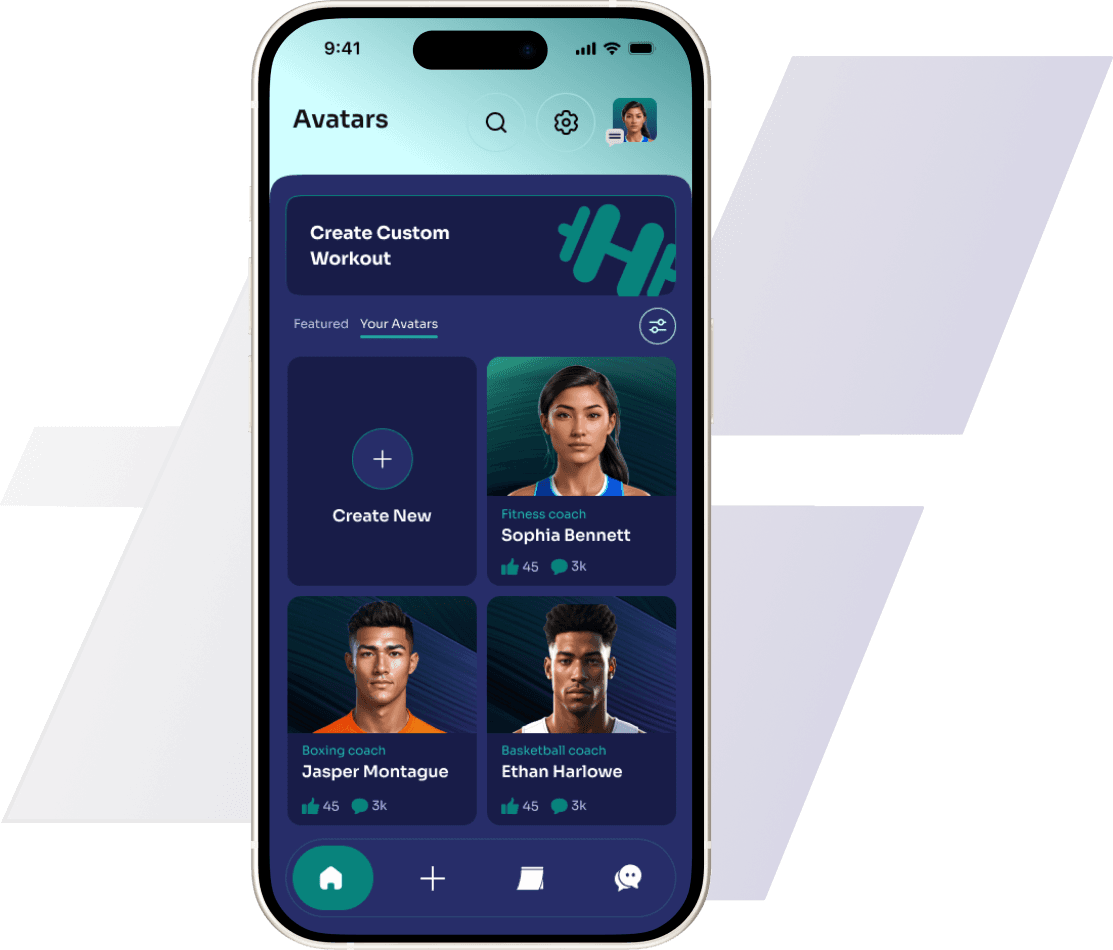 Gainz Virtual Athlete Avatars App Screen